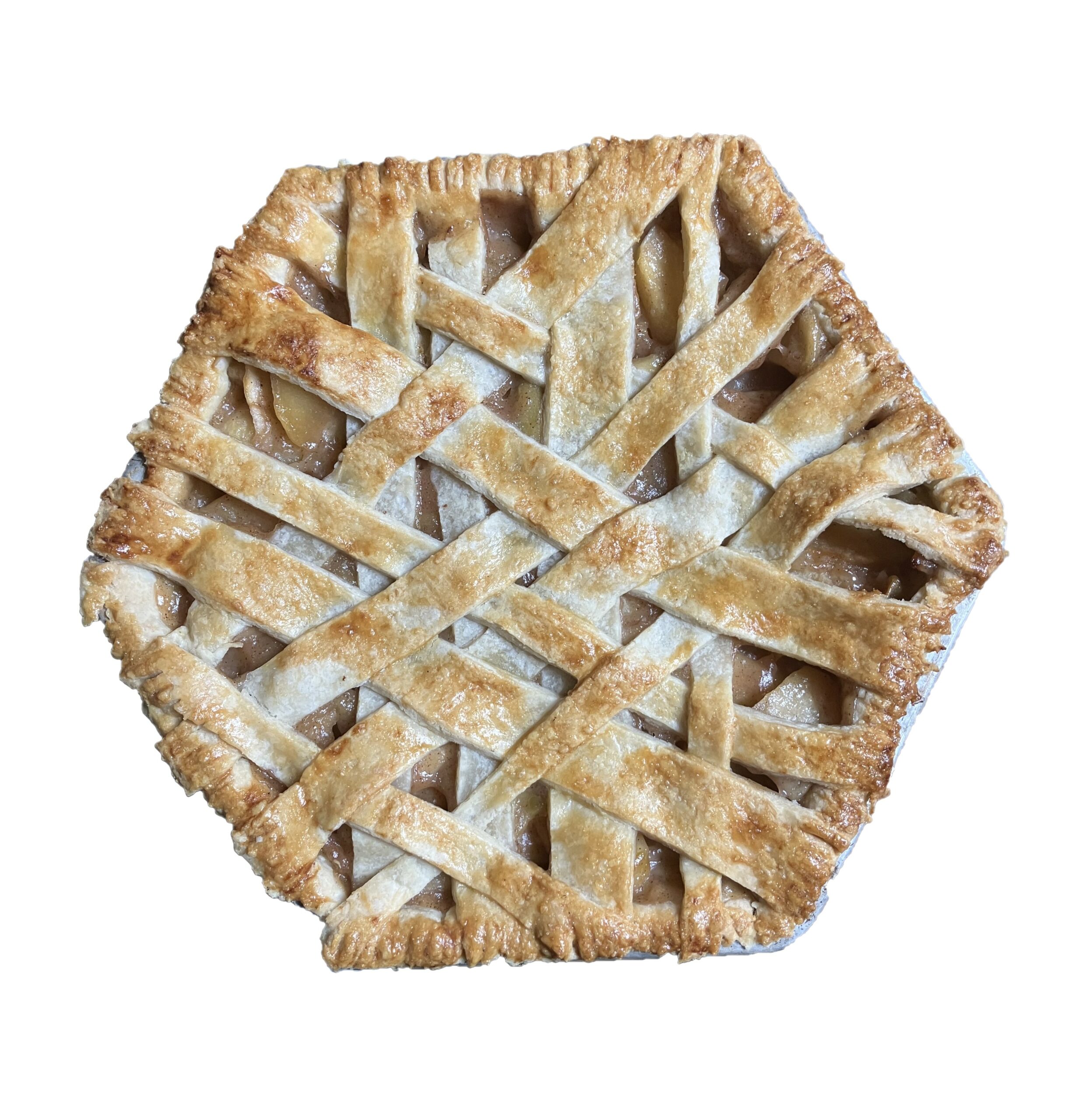 A lattice crust apple pie